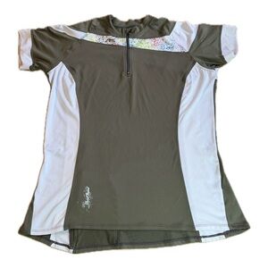 Pearl Izumi Women’s Cycling Short Sleeve 1/4 Zip Top XXL Taupe + Splatter Design